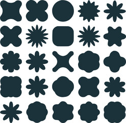 Collection of dark abstract geometric shapes and silhouettes