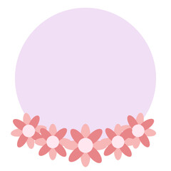 Aesthetic Purple Circle Frame with Flowers