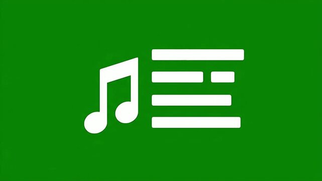 Animated Music Playlist Icon On Green Background.