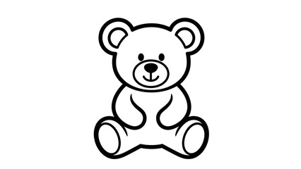 Fototapeta premium Cute Cartoon Teddy Bear Sitting on White Background
