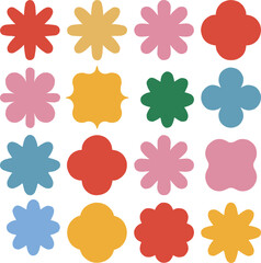 Collection of colorful abstract floral shapes and blobs