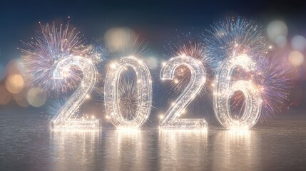 Happy new year 2026 celebration card background festive eve event sparkling fireworks and joyful atmosphere holiday spirit in vibrant colors
