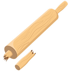 broken rolling pin top view.