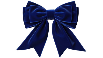 Isolated Velvet Bow, Elegant Decorative Blue Fabric for Gift Wrapping and Festive Decor