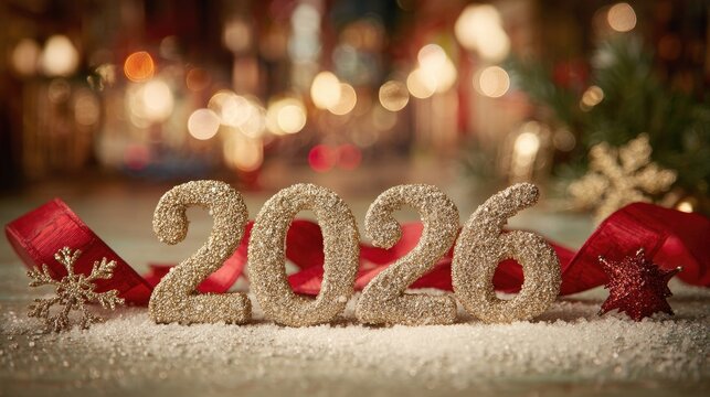 Happy new year 2026 celebration card background festive eve holiday theme sparkling decorations and cheerful atmosphere