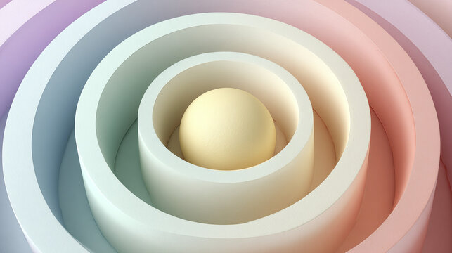 A conceptual abstract with concentric circles surrounding a sphere, offering a modern and minimalist design