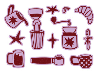 Hand drawn coffee stickers