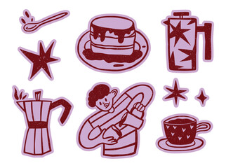 Coffee doodle stickers