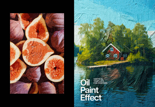 Oil Paint Poster Photo Effect Mockup