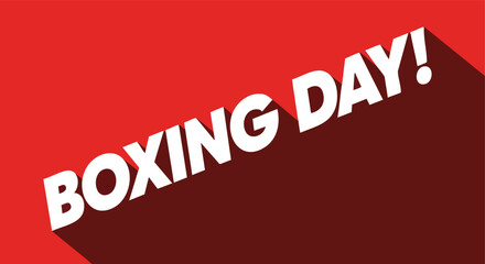 Striking graphic featuring bold 'BOXING DAY' text with a stylish long shadow effect on a vibrant red backdrop for promotional use