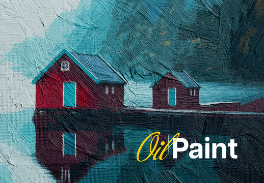 Oil Paint Photo Effect Mockup