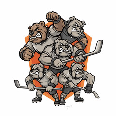 Hockey Illustration Logo Design. Ice Hockey Championship Logo Design Vector