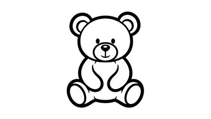Obraz premium Cute Cartoon Bear Sitting with Friendly Expression on White Background