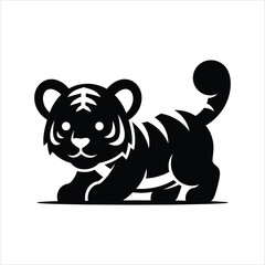 Adorable little tiger cub vector icon, a symbol of wild nature and strength