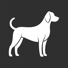 Clean vector outline of a dog standing isolated on white background