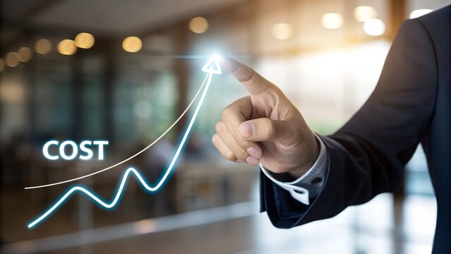 Rising Cost Curve in Business Context – Financial Growth, Conceptual, Abstract, Expense Trends, Corporate Strategy, Digital Graph, Professional Setting, Upward Arrow - Powered by Adobe