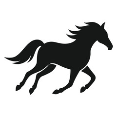 Dynamic silhouette of a horse in full gallop clean vector art isolated on white background
