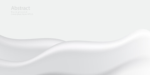 Abstract White Wavy Cloth Fabric Minimal Background Smooth Milk Splash. Modern Trendy design in Vector Illustration