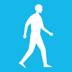 Simple bold silhouette of a man walking clean vector design isolated on white background