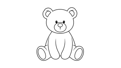 Cute Cartoon Teddy Bear Sitting on White Background