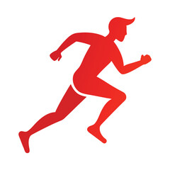 Dynamic runner silhouette captured mid stride conveying motion and energy isolated on white background