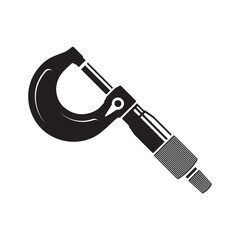 📏 Industrial Micrometer Measurement Tool Silhouette Vector Icon