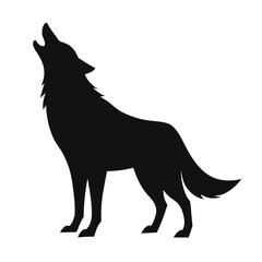 Silhouette of a wolf howling powerfully a clean vector graphic isolated on white background