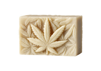Carved Soap Bar with Cannabis Leaf Pattern isolated on a transparent background