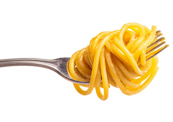 Spaghetti on a Fork isolated on a transparent background