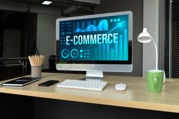 Naklejka premium E-commerce data software provide modish dashboard for sale analysis to the online retail business