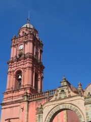 old colonial architecture of a small Christmas magical town-pueblo magico- of Tlalpujahua in Michoacan, Mexico