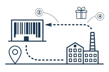 Traceability Icon Showing Product Flow From Factory To Consumer