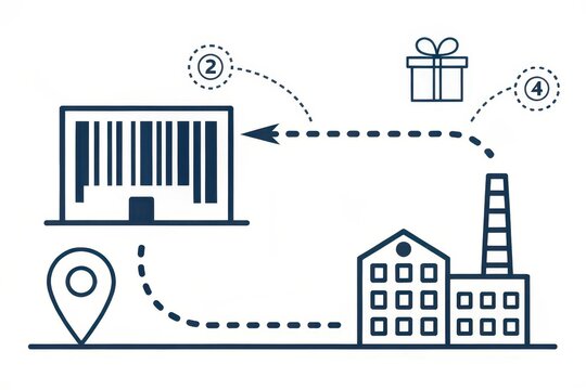 Traceability Icon Showing Product Flow From Factory To Consumer