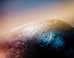 Extreme Close Up Macro Texture Abstract Background With Blue And Orange Lighting With Small Bubbles And Rough Surface Detail