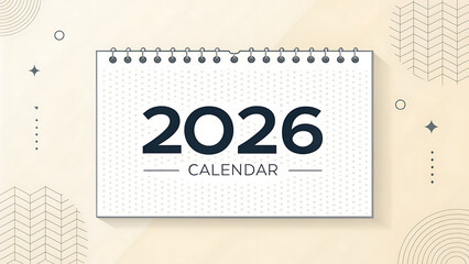 Clean and modern 2026 calendar design with a minimalist aesthetic and subtle geometric background elements for planning and organization