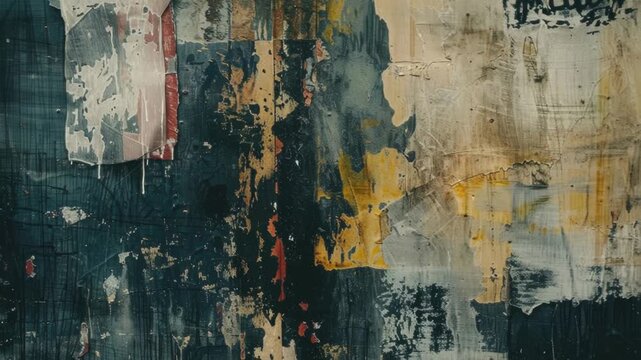 Video A worn-out brick wall with peeling paint and a bright red fire hydrant in front