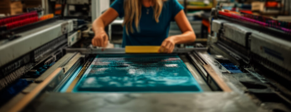  woman working in a screen printing studio