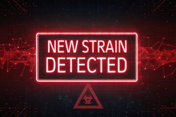 Warning Sign Displaying New Strain of Virus Detected Alert