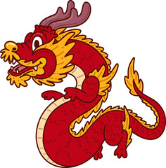 Red Chinese Dragon Cartoon