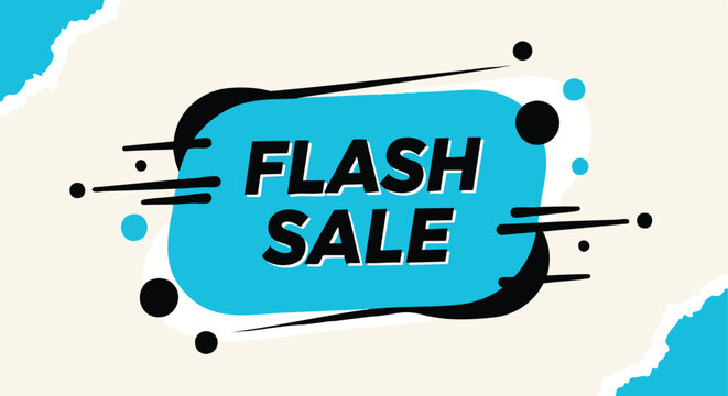 Dynamic flash sale promotional banner with abstract design elements for digital marketing campaigns