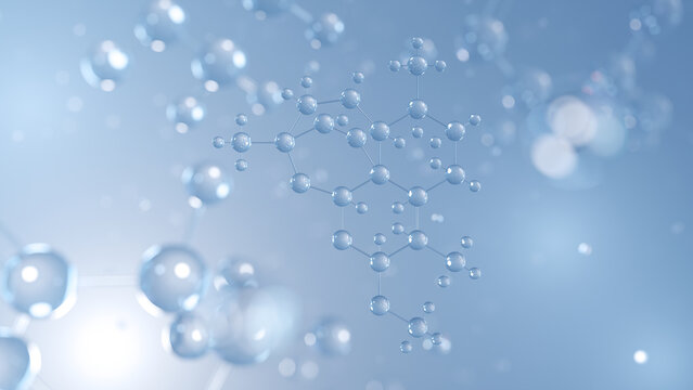 artemether molecular structure 3d, antimalarial agent structural chemical formula view from a microscope