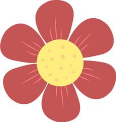 Illustration of Red Flower with Yellow Center