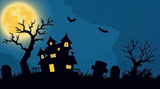 haunted house graveyard moon