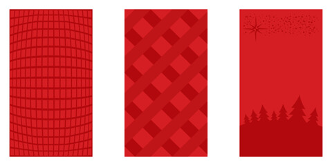 Red Christmas geometric vertical background collection. Merry Christmas vertical poster, social media post stories layout, quiz backdrop, square banner design template set