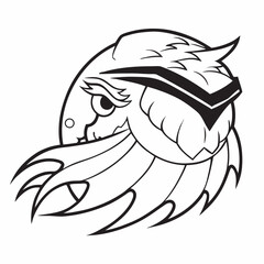 Stylized black and white owl head logo design
