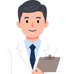 Smiling Male Doctor Holding Clipboard Illustration