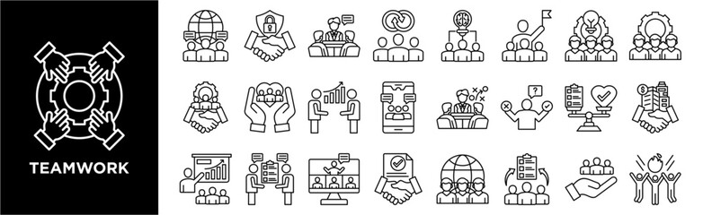 TEAMWORK icon collection set. Containing design partnership, collaboration growth, global team, team spirit, creative team