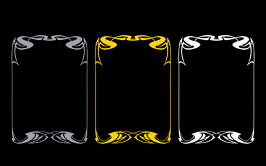 A判型。アールヌーボー風フレームセット。金色銀色白色。