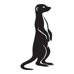 Silhouette of a meerkat on a white background