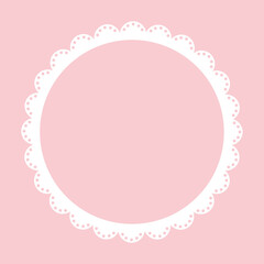 Simple white lace frame, round tag, label